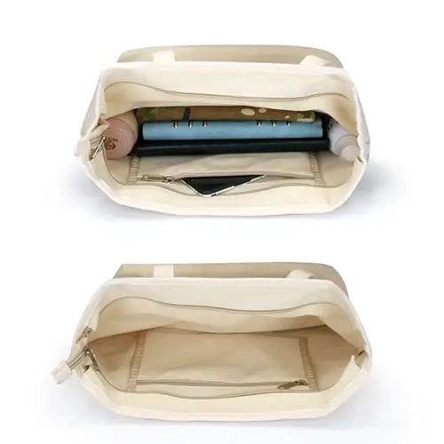 Heavy-Duty Canvas Tote Bag with Zipper Closure and Multiple Compartments